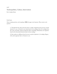 Technopolitics, Culture, Intervention