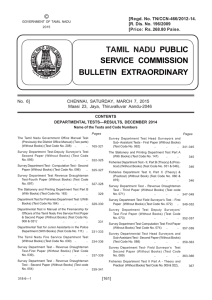 TAMIL NADU PUBLIC SERVICE COMMISSION BULLETIN EXTRAORDINARY
