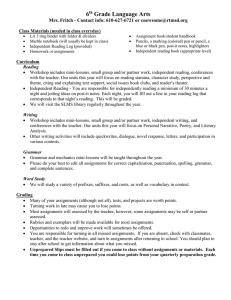 6 Grade Language Arts Mrs. Fritch - Contact info: 610-627-6721 or