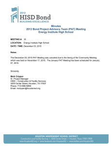 Minutes 2012 Bond Project Advisory Team (PAT) Meeting Energy Institute High School
