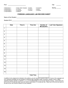 Foreign Language Lab Record Sheet