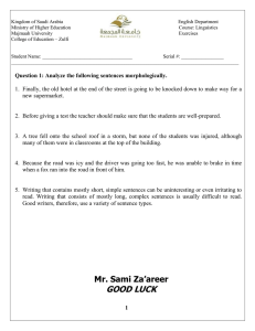 Kingdom of Saudi Arabia English Department Ministry of Higher Education