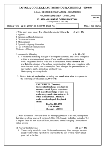 LOYOLA COLLEGE (AUTONOMOUS), CHENNAI – 600 034