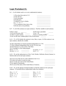 Logic Worksheet #1: