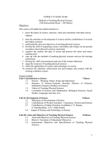 Methods of Teaching Physical Sciences Course Syllabus