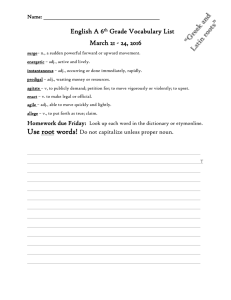 English A 6 Grade Vocabulary List March 21 - 24, 2016 Name: