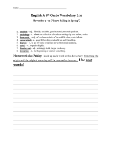 Use root English A 6 Grade Vocabulary List