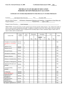 MICHIGAN STATE BOARD OF EDUCATION PERIODIC REVIEW/PROGRAM EVALUATION