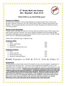 6 Grade Math and Science Mrs. Beyenhof, Room D116