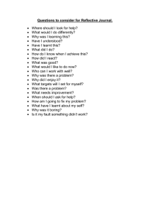 Questions to consider for Reflective Journal.