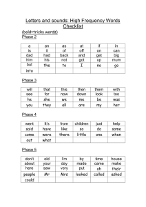High Frequency Words Checklist: Phonics Phases 2-5