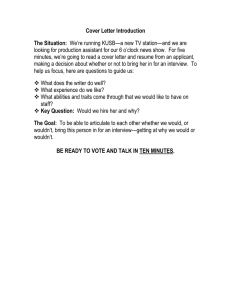 Cover Letter Introduction The Situation: