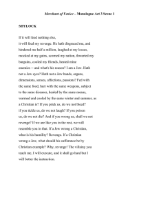 Shylock's Monologue: Merchant of Venice Act 3, Scene 1