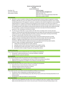 Rhetoric and Writing Studies 200 Fall, 2012 Professor: Borgen Contact Information: