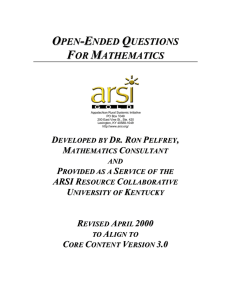 Open-Ended Math Questions: Grades 4-8, Algebra, Geometry