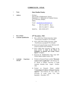 Sheel Sindhu Pandey - Curriculum Vitae
