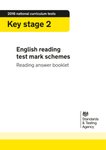 KS2 English Reading Test Mark Scheme 2016