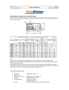 Product Standard Pipe Fitting, Threaded Cap, Class 150