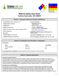 Sodium Hydroxide 40% MSDS: Safety Data Sheet