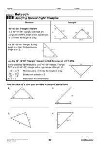 Special Right Triangles Worksheet: Geometry Practice