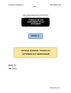 Grade 12 Physics Exam Memorandum - September 2015