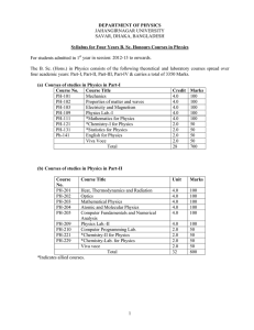 Physics B.Sc. Honours Syllabus - Jahangirnagar University