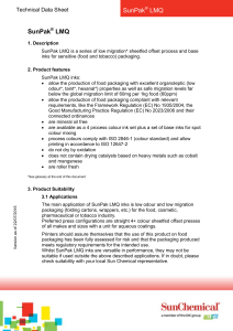 SunPak LMQ Inks: Technical Data Sheet for Low Migration Packaging