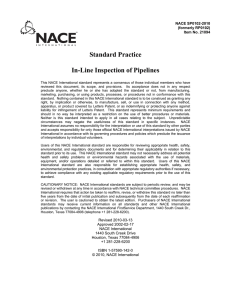 In-Line Pipeline Inspection: NACE Standard Practice