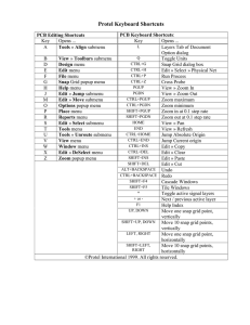 Protel PCB Keyboard Shortcuts Reference Guide