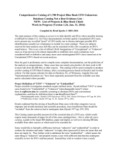 Project Blue Book UFO Unknowns Catalog