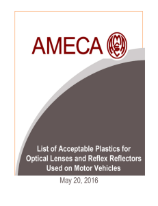 AMECA Acceptable Plastics for Vehicle Lenses & Reflectors