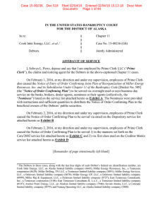 Chapter 11 § Cook Inlet Energy, LLC, et al.,1 § Cas - Cases