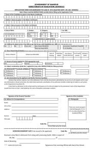 Manipur Class XI Admission Form - Govt. HR. Sec. Schools