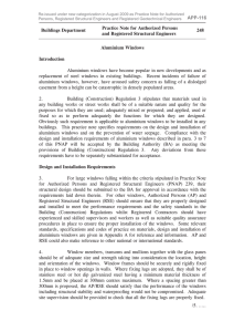 Aluminium Window Design & Installation Practice Note