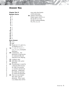 Genetics Test & Answer Key: Mendelian Genetics