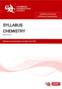 CAPE Chemistry Syllabus: May-June 2019