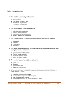 ALU 101 Sample Questions: Health & Insurance