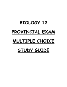 Biology 12 Provincial Exam Multiple Choice Study Guide