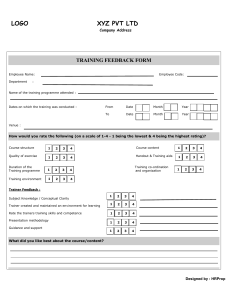 Training Feedback Form Template