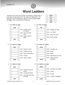Word Ladder Puzzles: Language Arts Worksheet