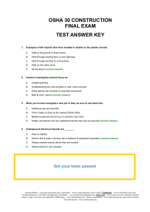 OSHA 30 Construction Final Exam Test Answer Key