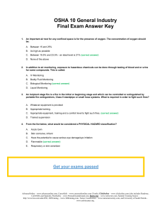 OSHA 10 General Industry Exam Answer Key