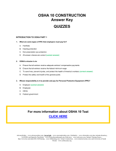 OSHA 10 Construction Quiz Answer Key