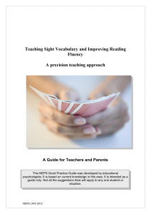 Sight Vocabulary & Reading Fluency: Precision Teaching Guide