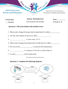 4th Grade Science Worksheet: States of Matter & Temperature