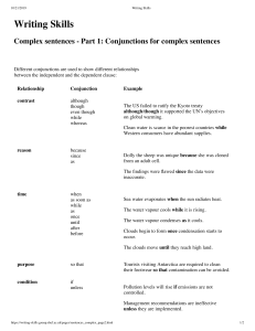 Complex Sentences: Conjunctions Guide