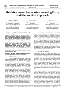 Multi-Document Summarization: Fuzzy & Hierarchical Approach