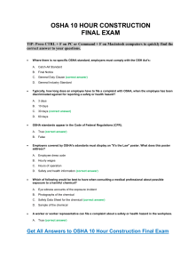 OSHA 10 Hour Construction Final Exam Questions & Answers