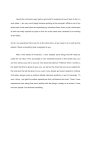 Immersion Experience Reflection: Punctuality, Patience, Attitude