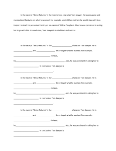 Tom Sawyer Character Analysis Worksheet